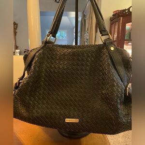 Urban Expressions black woven vegan leather satchel handbag large size